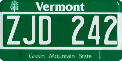 VT license plate ZJD242