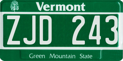 VT license plate ZJD243