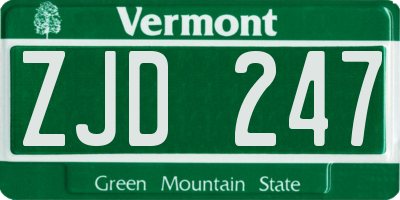 VT license plate ZJD247