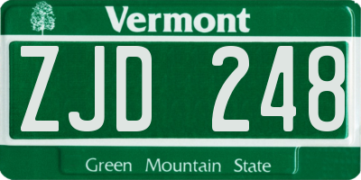 VT license plate ZJD248
