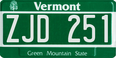 VT license plate ZJD251