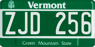VT license plate ZJD256