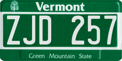 VT license plate ZJD257