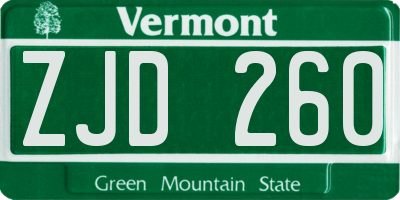 VT license plate ZJD260