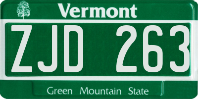VT license plate ZJD263
