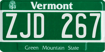 VT license plate ZJD267