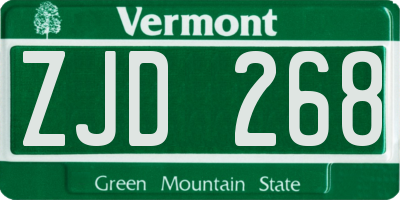 VT license plate ZJD268