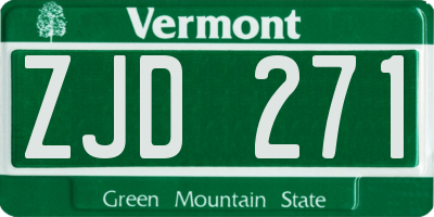 VT license plate ZJD271