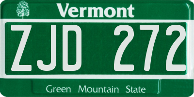 VT license plate ZJD272