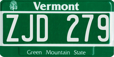 VT license plate ZJD279