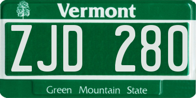 VT license plate ZJD280