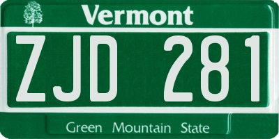 VT license plate ZJD281