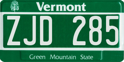 VT license plate ZJD285