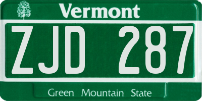 VT license plate ZJD287