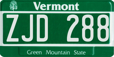 VT license plate ZJD288