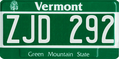 VT license plate ZJD292