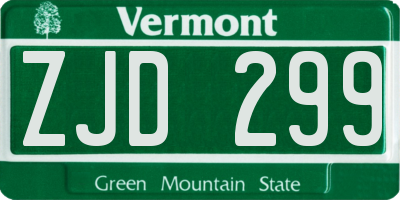 VT license plate ZJD299