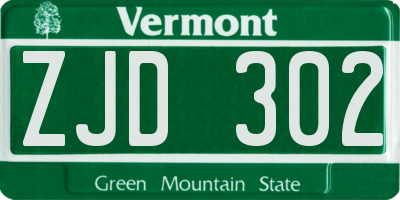 VT license plate ZJD302