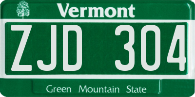 VT license plate ZJD304