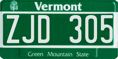 VT license plate ZJD305