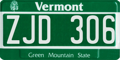 VT license plate ZJD306