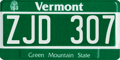 VT license plate ZJD307