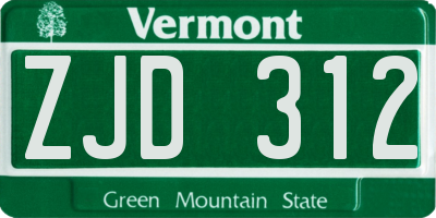VT license plate ZJD312