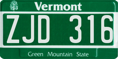 VT license plate ZJD316
