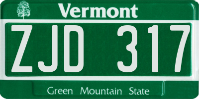 VT license plate ZJD317