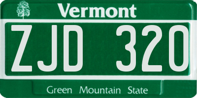 VT license plate ZJD320