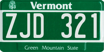 VT license plate ZJD321