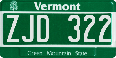 VT license plate ZJD322