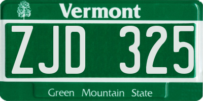 VT license plate ZJD325