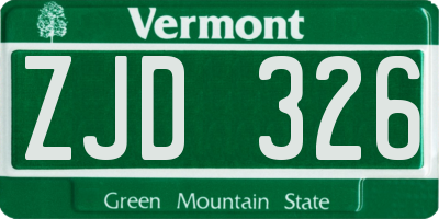 VT license plate ZJD326