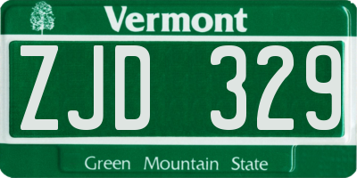 VT license plate ZJD329