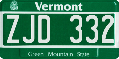 VT license plate ZJD332