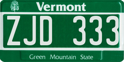VT license plate ZJD333