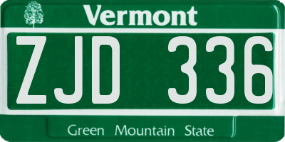 VT license plate ZJD336