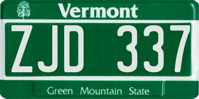 VT license plate ZJD337