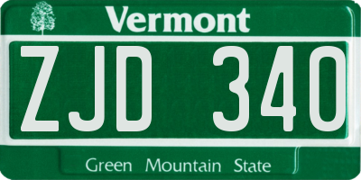 VT license plate ZJD340