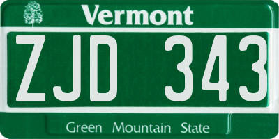 VT license plate ZJD343