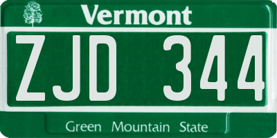 VT license plate ZJD344
