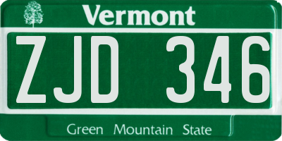 VT license plate ZJD346