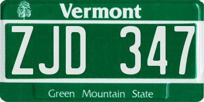 VT license plate ZJD347