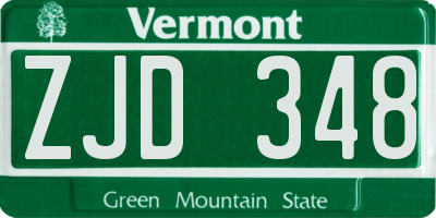 VT license plate ZJD348