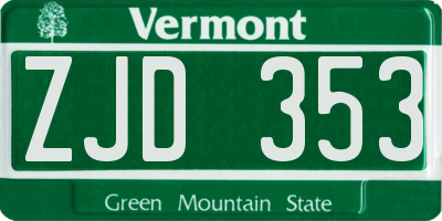 VT license plate ZJD353