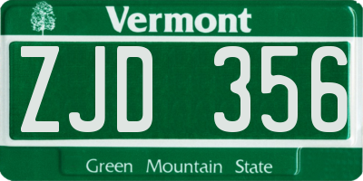 VT license plate ZJD356