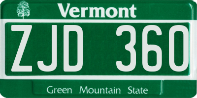 VT license plate ZJD360