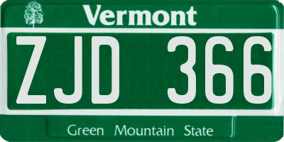 VT license plate ZJD366