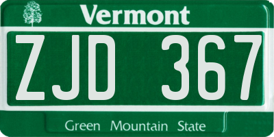VT license plate ZJD367